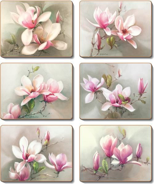 Coaster - 6 x different Magnolia pictures