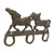 2 x Cast iron horses wall hook with three horseshoe hooks