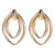 Oval shape metal tube earrings on posts -Gold