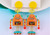 Cartoon Robot on Arylic hung from Yellow stud on posts