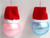 Babys First Christmas Bauble approx 6cm with Santa hat in aqua blue or candy pink (price per bauble)