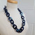 interlinked chunky chain resin necklace navy and blues