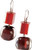 Colourful bead and cube earrings - dark red