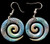 hand painted bone carved spiral koru earring approx 25mm