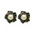 Black coloured Lotus flower with Paua decoration and faux pearl centre on posts stud earring