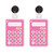 acrylic pink calculator with 2025  earrings hung from black round stud on posts