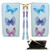 RFID Blocking Wallet - Butterflies on blue background