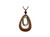 Wood and shell teardrop pendant necklace on adjustable cord