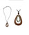 Wood and shell teardrop pendant necklace on adjustable cord