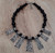 Cleopatra - Black bead necklace with silver metal