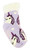 Kids medium size warm fleece socks with non-slip soles - purple unicorn design (up to 18cm)