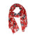 Red New Zealand scarf with a fantail bird design