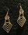 Art deco style gold coloured geometric design earrings from hook