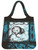 Eco friendly Folding bag with retro style Kiwi and feather design on teal blue