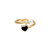 Gold coloured rope pattern adjustable ring with black heart and faux pearl