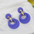 Royal blue hollow circle earrings with gold on stud