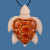 Bone hand carved turtle pendant with stained shell on adjustable black cord