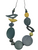 Wooden beaded necklace with birds - grey and yellow