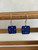Frangipani engraved square blue acrylic hook earrings
