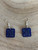 Frangipani engraved square blue acrylic hook earrings