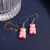 pink cute bear earrings on hook