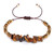 Brown natural stones with pearls and gold details bracelet with cord