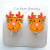 Reindeer with red antlers and big red nose clip-on earrings