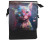 Black shoulder bag with colourful painted cat on front