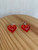 Aroha heart small hook earrings - Satin red