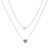 White pearl and heart double layer silver necklace