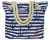 Rope handle tote bag - Anchors on blue and white stripe
