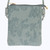 Handy shoulder bag with embossed hibiscus pattern - pale denim blue