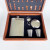 Hip flask , 2x shot glasses and chess set in wooden box