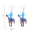 Blue baby riding purple dinosaur earrings on hooks