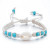 Adjustable Cream rope bracelet with shell and turquoise beads