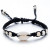 Adjustable black rope bracelet with shell and cream beadsi