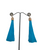 Tassel earrings with gold detail and diamante stud - turquoise