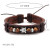 Leather look adjustable bracelet with bead and turtle design - brown