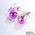 Large teardrop earring on posts - gold colour with bright pink splash