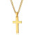 Small Stainless steel cross on chain pendant necklace - gold colour