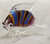 small handcrafted glass art fish with orange and pink stripes