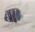 small handcrafted glass art fish with blue and purple stripes