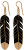 Black and gold-coloured stainless steel huia feather drop earrings on hooks