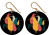 Black round earrings on hooks with flock of kiwi