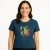 Women's NZ souvenir t-shirt- Indigo with colourful retro kiwi design