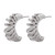 Twisted hoop earrings on posts - silver  colour