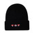 Black beanie with embroidered mushrooms