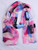 Lightweight printed scarf in pink and blue