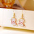 Cute white kitty cats with hearts earrings on hooks