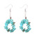 Hanging stone pieces loop earrings on hooks - turquoise colour